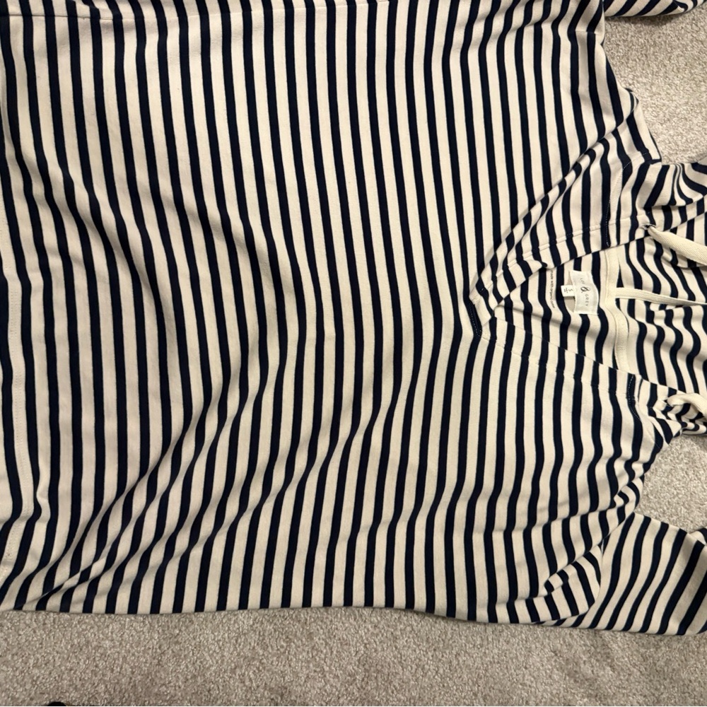 Striped Navy and White V-Neck Top
